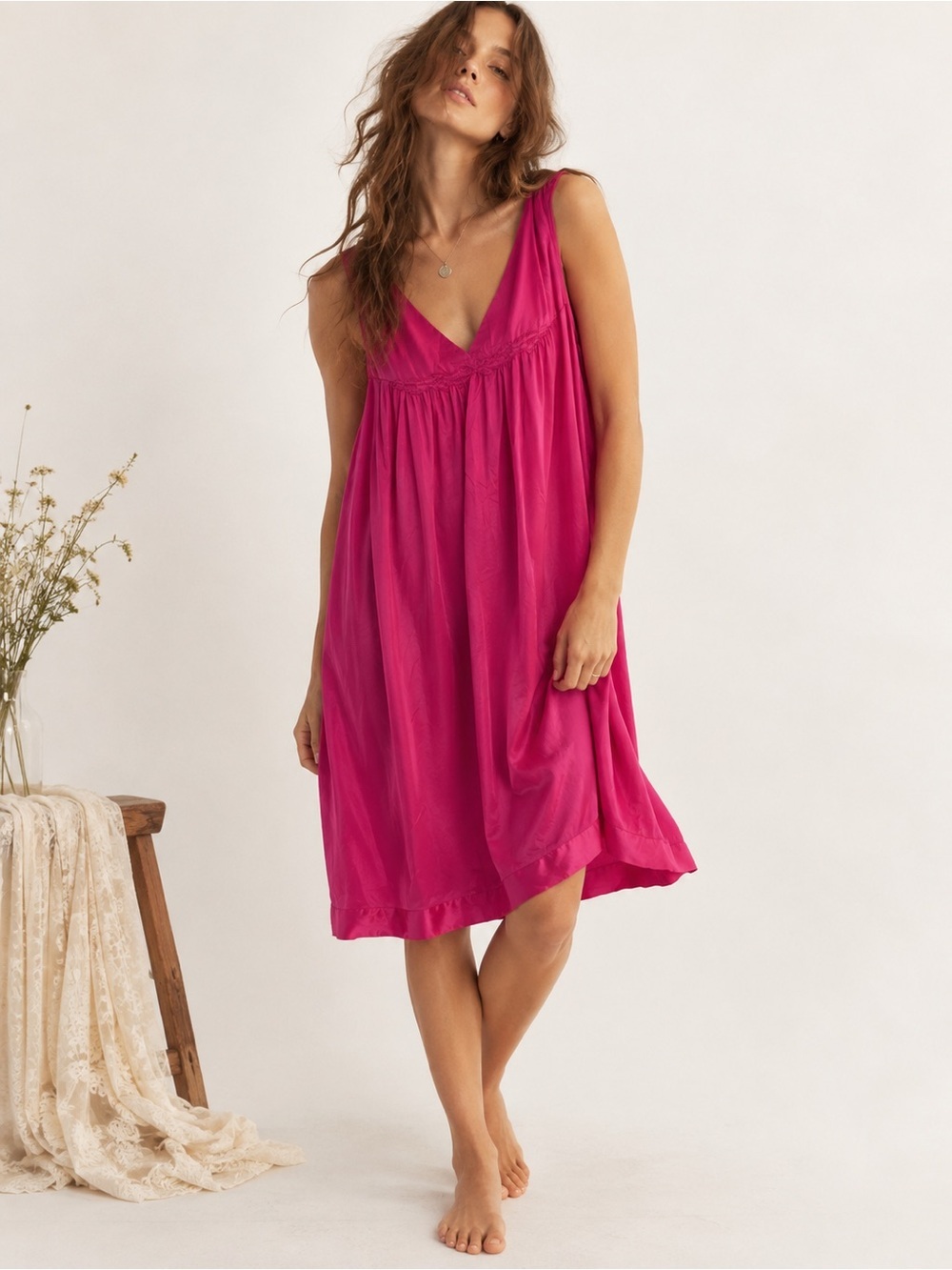 Vintage Vanity Fair Satin Babydoll Nightgown Slip Dress Dainty Delicate Feminine